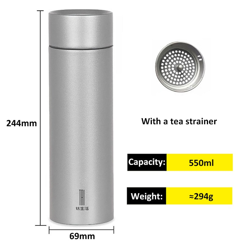 Titanium Vacuum Thermos Bottle Thermal Water Bottle Good Insulation Properties Insulation Cup Vacuum Flask Mug with Tea Infuser