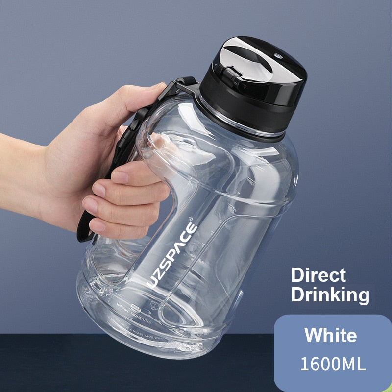 1.6L/2.3L Large Capacity Sports Water Bottles with Straw BPA Free Men Portable Leakproo Outdoor Fitness Gym Cup With Time Marker