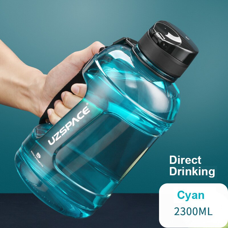 1.6L/2.3L Large Capacity Sports Water Bottles with Straw BPA Free Men Portable Leakproo Outdoor Fitness Gym Cup With Time Marker