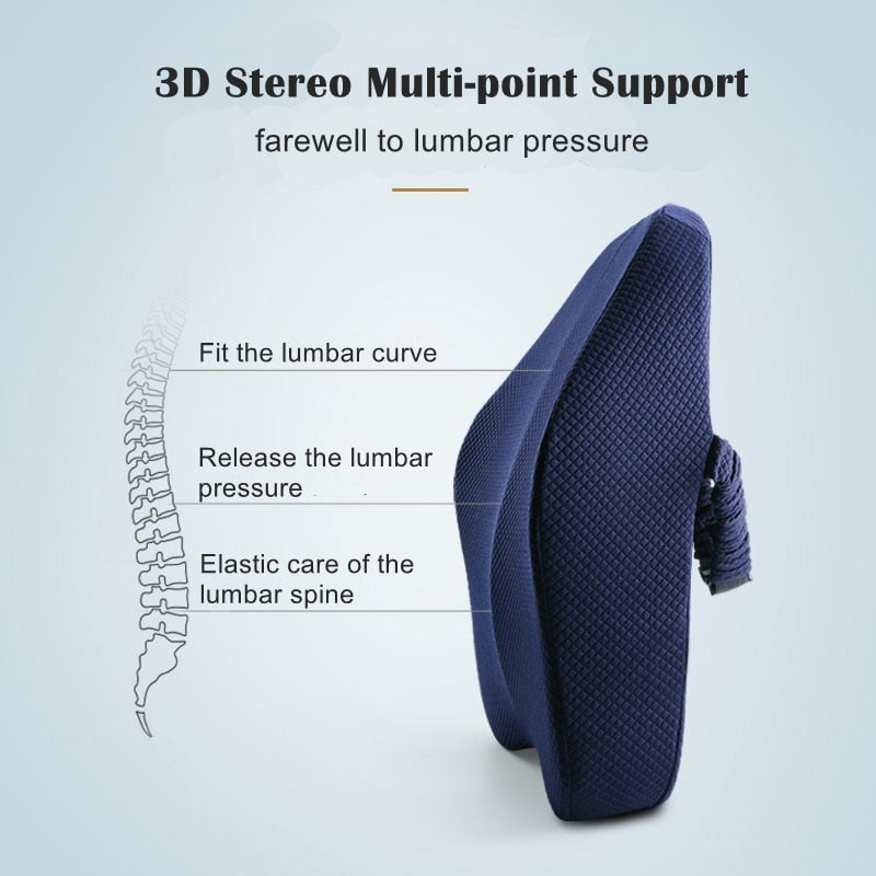 Memory Foam Lumbar Support Cushion For Back Waist Orthopedic Pillow Coccyx Office Chair Cushion Car Seat Pain Relief Massage Pad