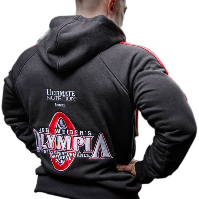 2022 OLYMPIA Men Gyms Hoodies Gyms Fitness Bodybuilding Sweatshirt Pullover Sportswear Male Workout Hooded Jacket Clothing