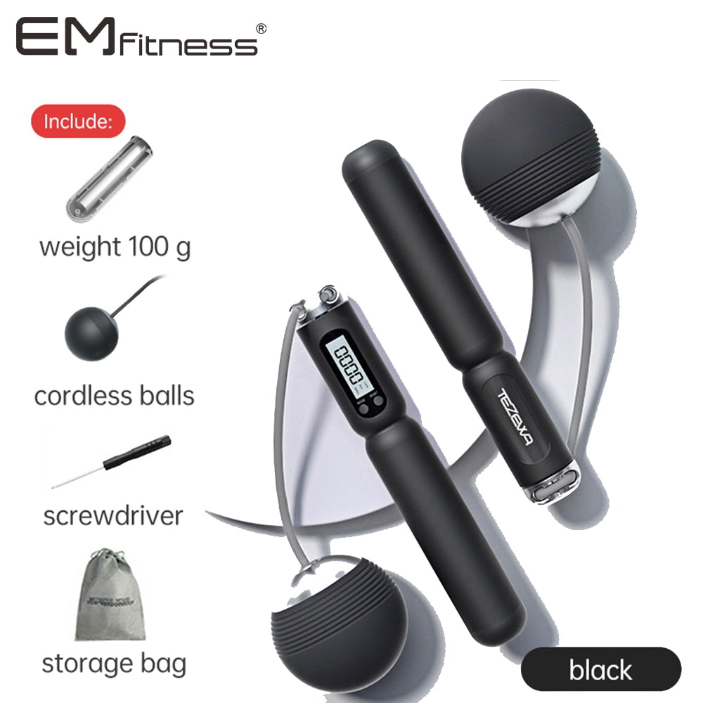 Cordless Electronic Skipping Rope Gym Fitness Cordless Skipping Smart Jump Rope with LCD Screen Counting Speed Skipping Counter