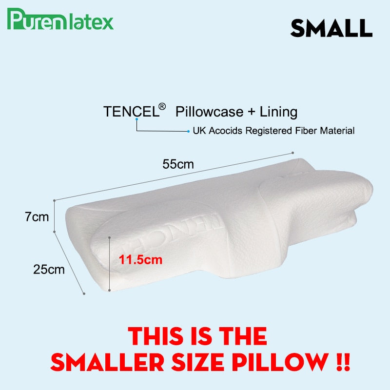 Purenlatex Contour Orthopedic Pillow Memory Foam Cervical 14cm Pillow Neck Pain Remedial Pillow for Side Back Stomach Sleepers