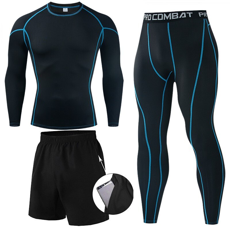 Men's Compression Sportswear Suit Gym Tights Workout Jogging Sport Running Set Rashguard Men Thermo Underwear Tracksuit Clothing