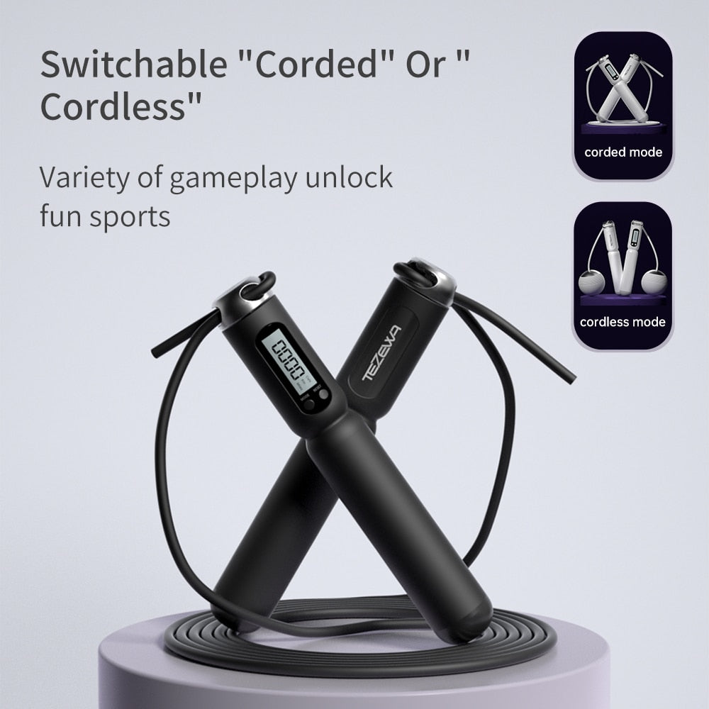 Cordless Electronic Skipping Rope Gym Fitness Cordless Skipping Smart Jump Rope with LCD Screen Counting Speed Skipping Counter