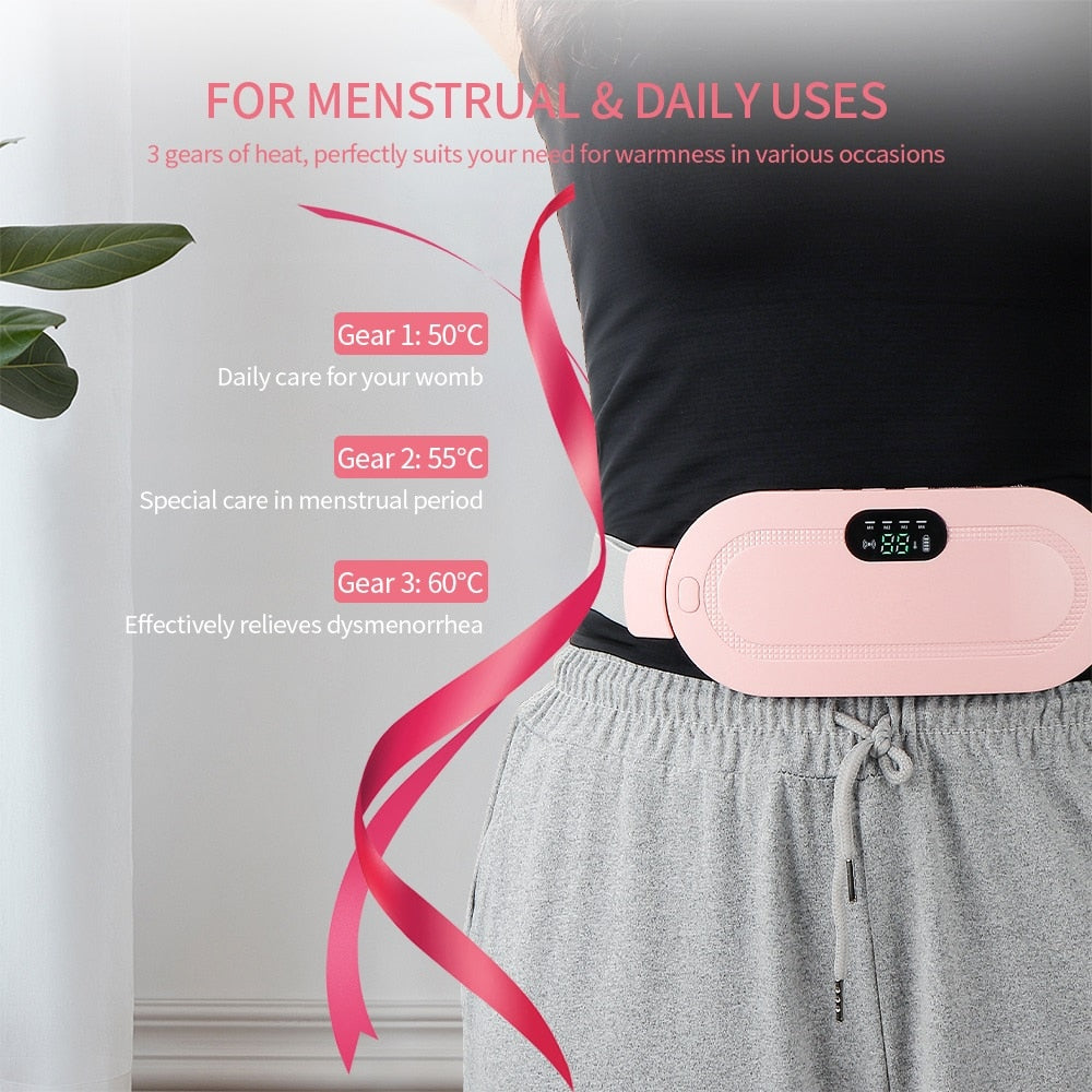 Heating Warm Palace Belt Menstrual Heating Pad Fast &amp; Effective Relief Stomachache Waist Pain Uterus Acupoints Vibrating Massage