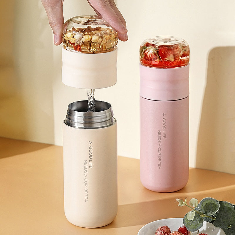 Tea Infuser Vacuum Flask 300ml Insulated Cup 316 Stainless Steel Tumbler Thermos Bottle Travel Coffee Mug Termo Acero Inoxidable