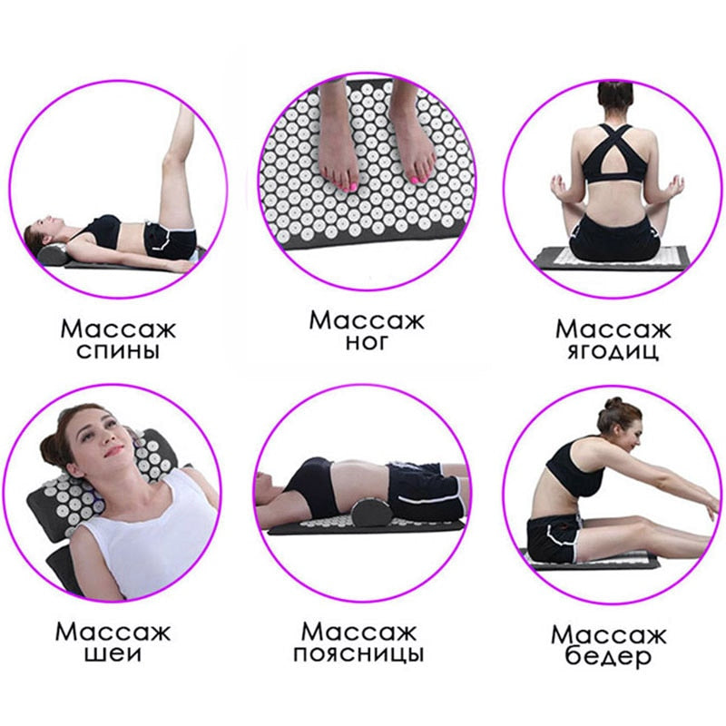 Spike Mat Acupuncture Massage Yoga Mat Relieve Stress Massager Cushion Back Body Pain Acupressure Kuznetsov Аппликатор Кузнецова