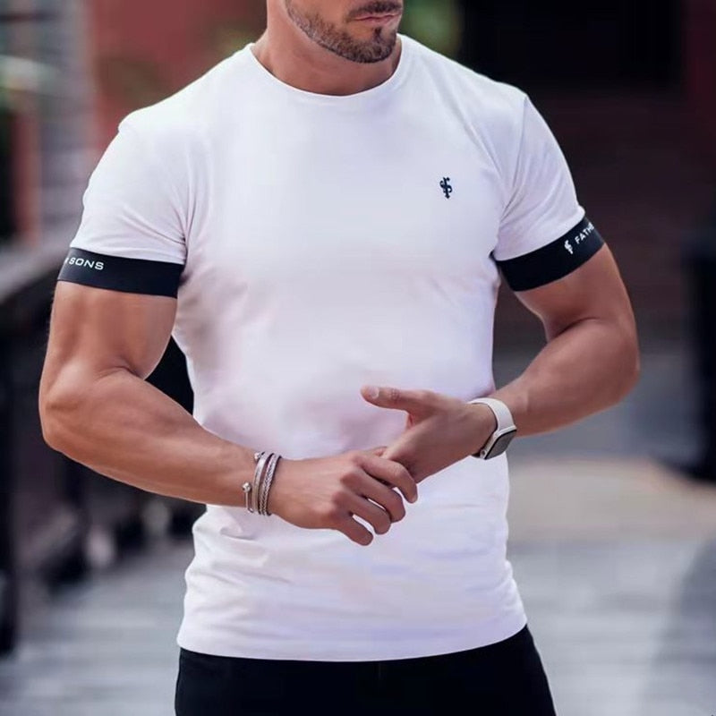 2023 new Shirt Men Short Sleeve Workout Gym T-Shirt Cotton Fitness bodybuilding Running T-Shirt men Sports Tees male Clothing