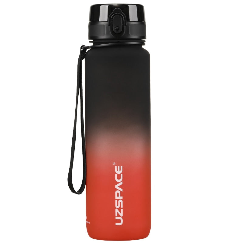 UZSPACE 1000ml Sport Water Bottle With Time Marker Leakproof Dropproof Frosted Tritan Cup For Outdoor Travel School Gym BPA Free