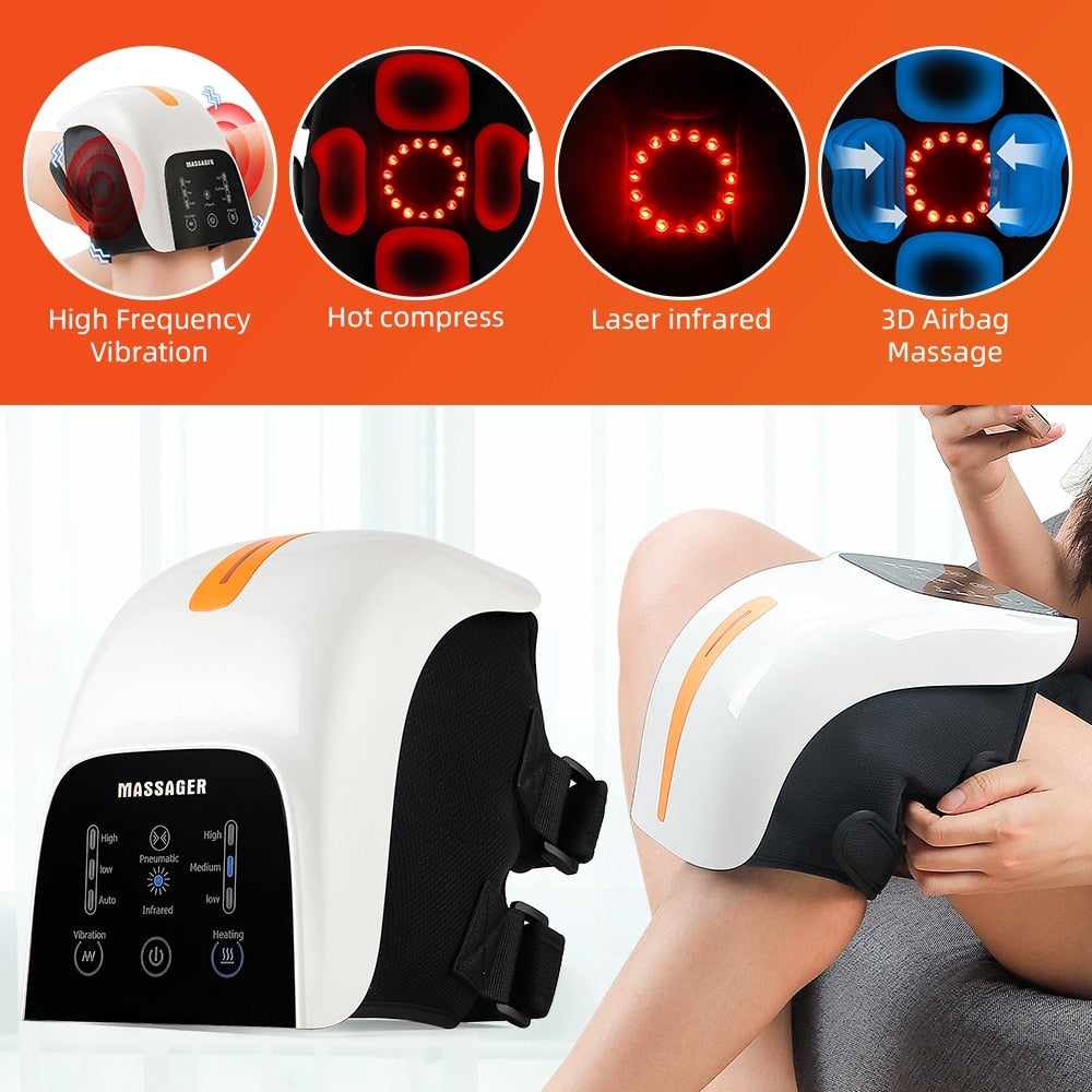 Electric Infrared Heating Knee Massage Air Pressure& Vibration Physiotherapy Instrument Knee Massage Rehabilitation Pain Relief