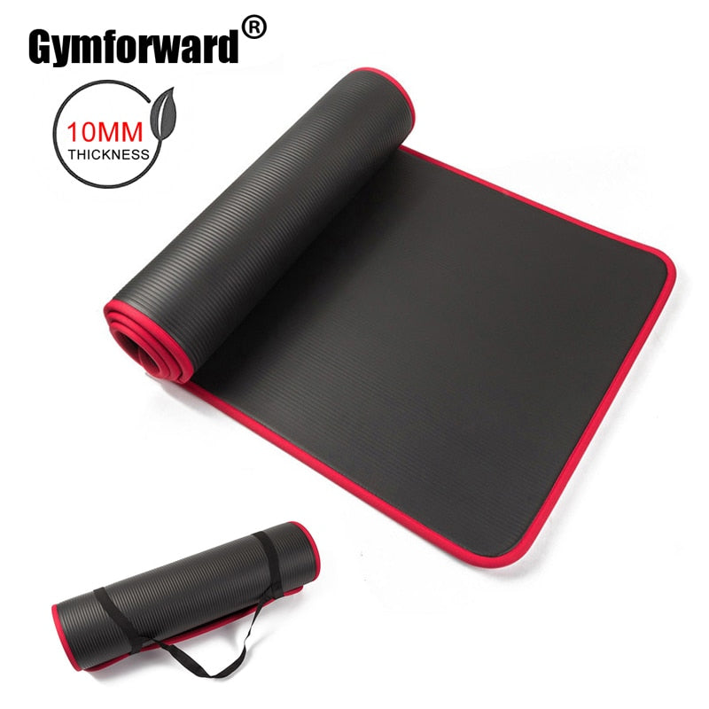 10mm Non-slip Anti-Tear Yoga Mat Thick Fitness Pilates Exercise Mat Home Workout Sport Cushion Gymnastic Pad with Carrying Strap