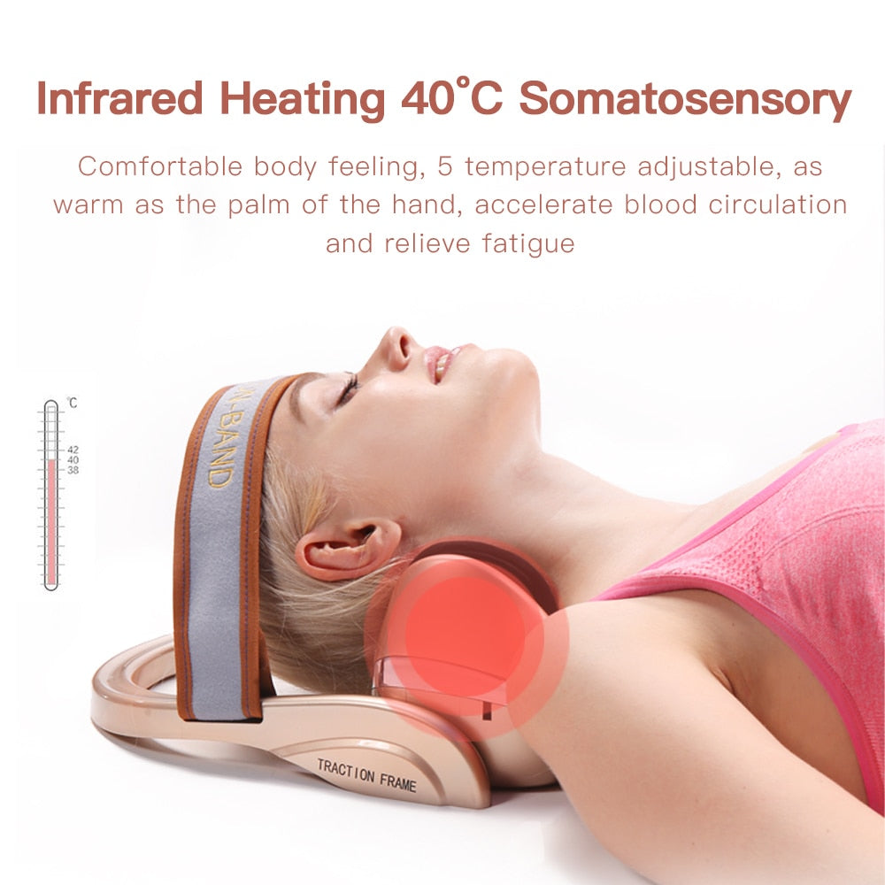 Electric Neck Massager Infrared Heating Airbag Neck Traction Vibration Shoulder Cervical Spine Shoulder Support Pain Relief