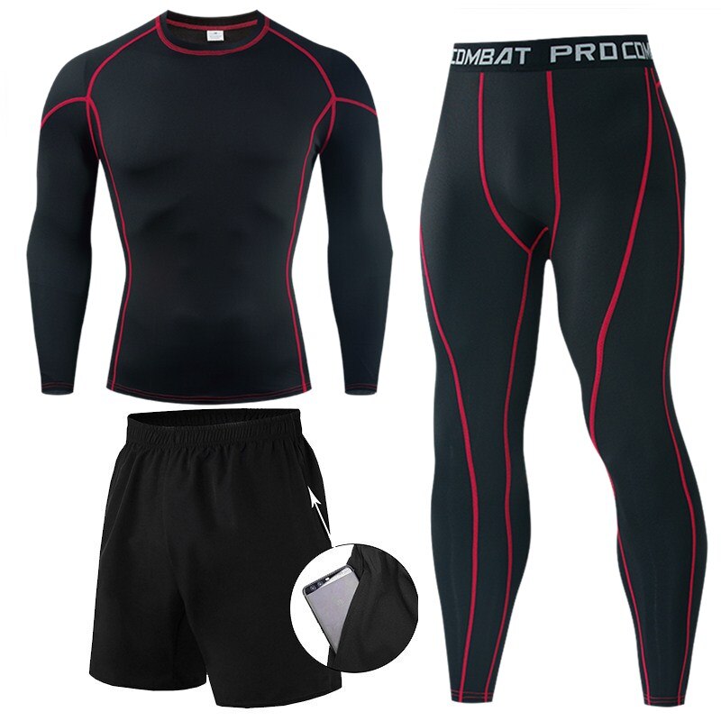 Men's Compression Sportswear Suit Gym Tights Workout Jogging Sport Running Set Rashguard Men Thermo Underwear Tracksuit Clothing