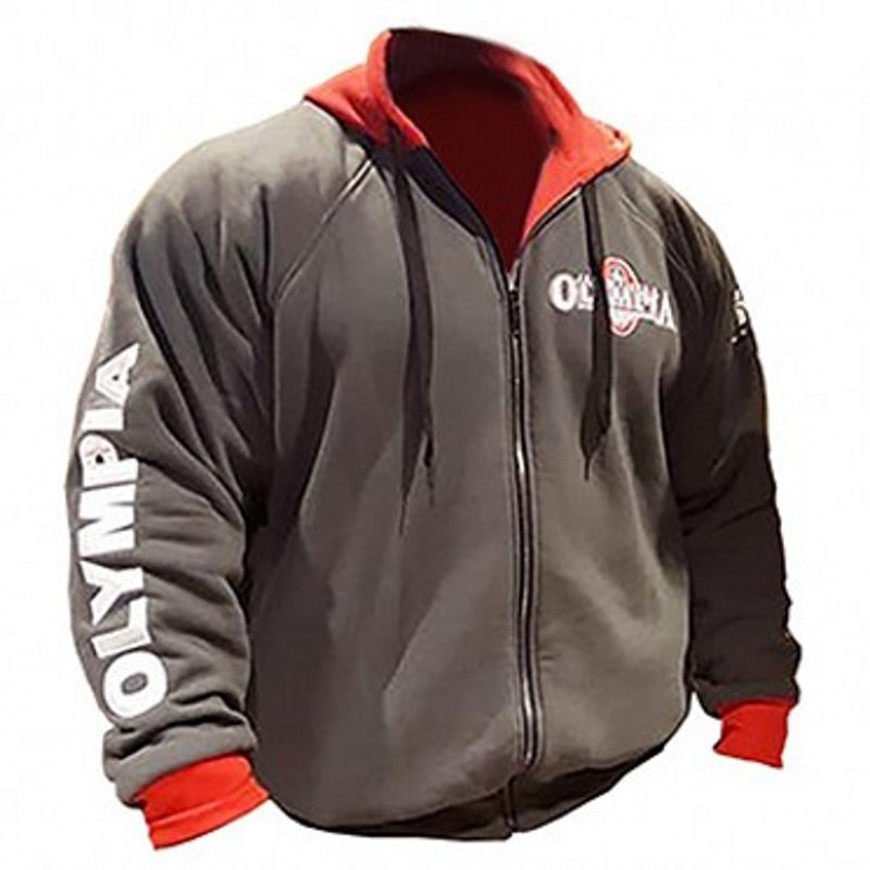 2022 OLYMPIA Men Gyms Hoodies Gyms Fitness Bodybuilding Sweatshirt Pullover Sportswear Male Workout Hooded Jacket Clothing