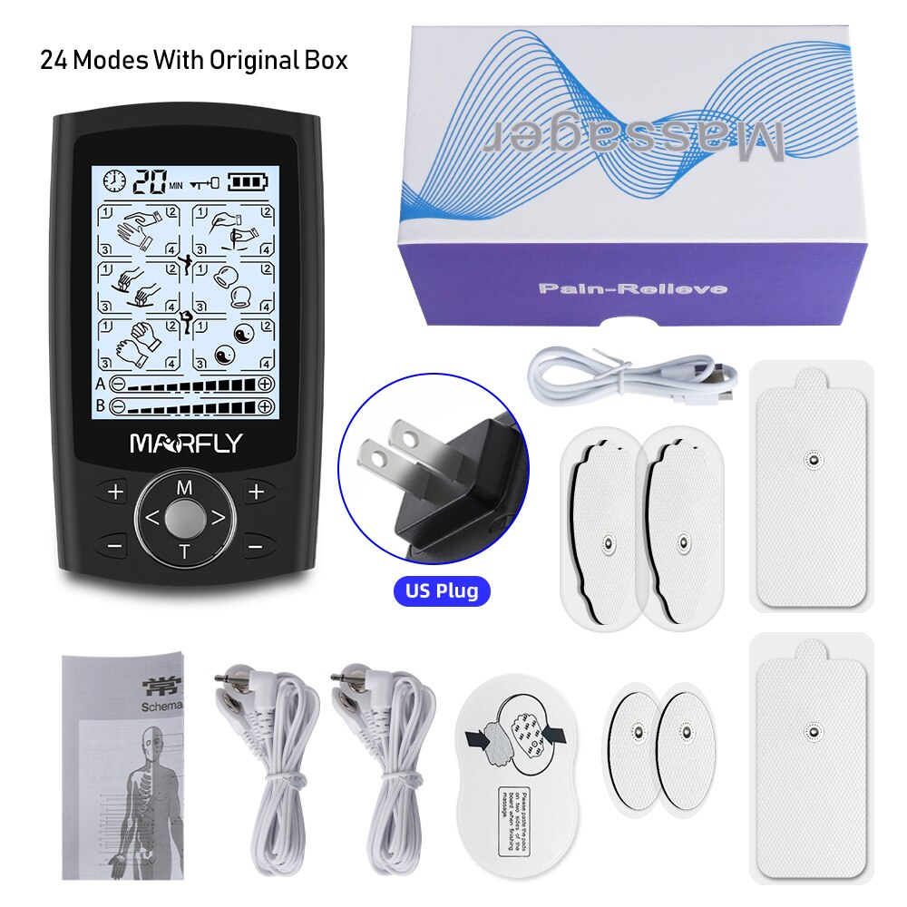 24 Modes 20 Intensity Eletric Pulse Tens Muscle Stimulator EMS Digital Physiotherapy Acupuncture Body Massager Relax Pain Relief