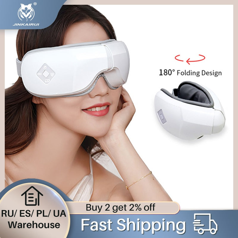 JinKaiRui Intelligent Airbag Vibration Eye Massager Hot Compress Bluetooth Foldable Portable Eyes Care Instrument Relief Fatigue